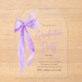 Moderner Eleganter Trendy Lila Bow Abschluss Arche Acryleinladungen (Vorderseite)
