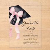 Moderner Eleganter Trendy Stilvoll Pink Bow Abschl Acryleinladungen (Vorderseite)