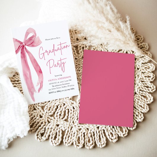 Moderner Eleganter Trendy Stilvoll Pink Bow Abschl Einladung