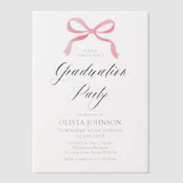 Moderner Eleganter Trendy Stilvoll Pink Bow Abschl Pergament Einladungen