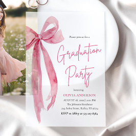 Moderner Eleganter Trendy Stilvoll Pink Bow Abschl Pergament Einladungen