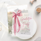 Moderner Eleganter Trendy Stilvoll Pink Bow Abschl Pergament Einladungen