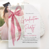 Moderner Eleganter Trendy Stilvoll Pink Bow Abschl Pergament Einladungen