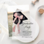 Moderner Eleganter Trendy Stilvoll Pink Bow Abschl Pergament Einladungen