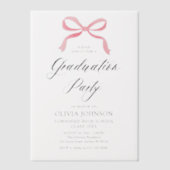 Moderner Eleganter Trendy Stilvoll Pink Bow Abschl Pergament Einladungen (Vorderseite)