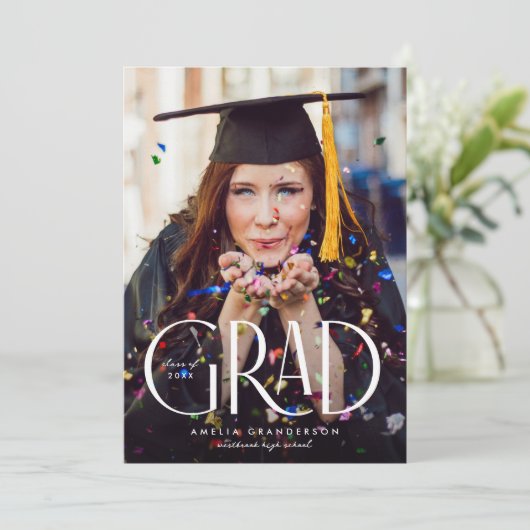 Moderner Eleganter Typ Foto Abschluss Einladung (Stehend Vorderseite)