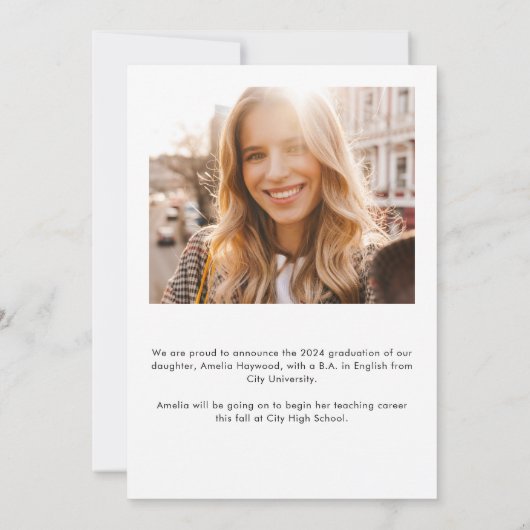 Moderner eleganter Typografie-Foto-Abschluss Ankündigung (Rückseite)