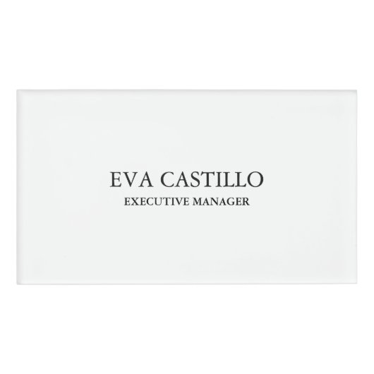 Moderner, eleganter und einfacher White Manager Namenschild (Vorderseite)
