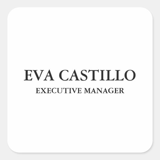 Moderner, eleganter und einfacher White Manager Quadratischer Aufkleber (Vorderseite)