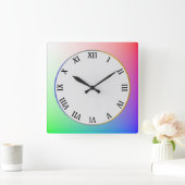 Moderner, eleganter und schlichter, farbenfroher R Quadratische Wanduhr (Zuhause)