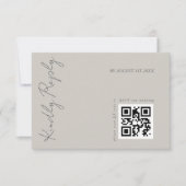 Moderner Eleganter Warm Gray Wedding QR Code RSVP Karte (Vorderseite)