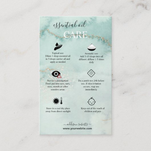 Moderner eleganter Watercolor Grüner Öllaufbus Visitenkarte (Vorderseite)