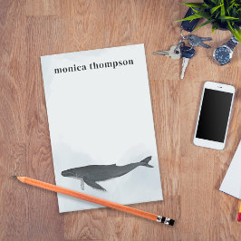 Moderner Eleganter Watercolor Humpback Whale Post-it Klebezettel