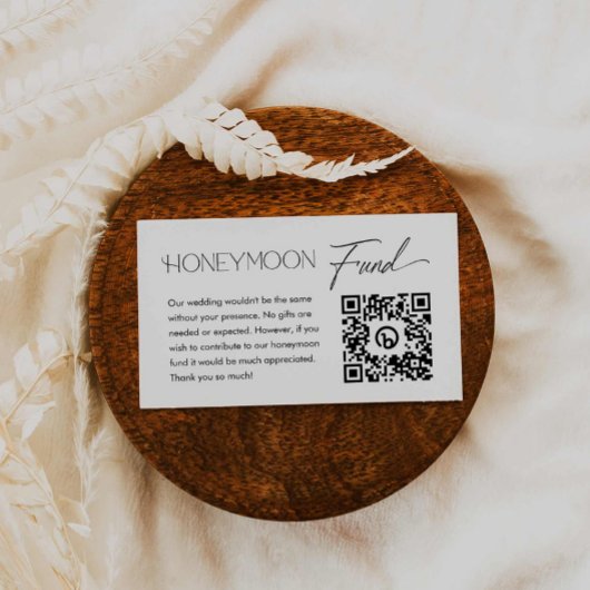 Moderner Eleganter Wedding Honeymoon Fund QR Code Begleitkarte