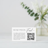 Moderner Eleganter Wedding Honeymoon Fund QR Code Begleitkarte (Stehend Vorderseite)