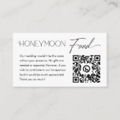 Moderner Eleganter Wedding Honeymoon Fund QR Code Begleitkarte (Vorderseite)