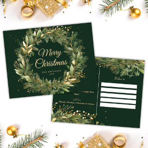 Moderner eleganter Weihnachtskranz Botanisches Grü Feiertagspostkarte