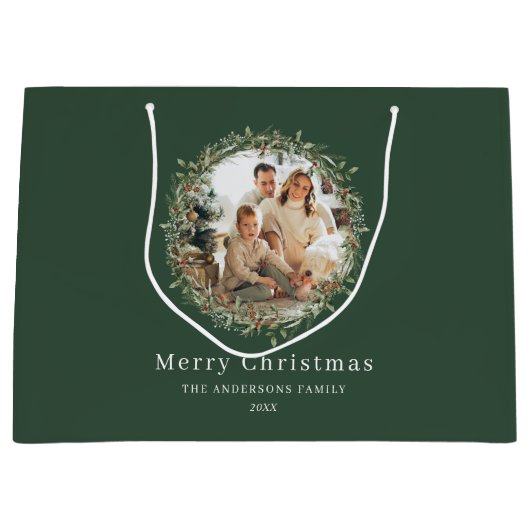 Moderner, eleganter Weihnachtskranz Große Geschenktüte (Vorderseite)