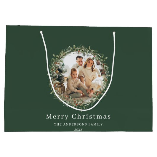 Moderner, eleganter Weihnachtskranz Große Geschenktüte (Rückseite)