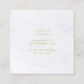 Moderner, eleganter weißer Marmor Gold Text Luxus  Quadratische Visitenkarte (Rückseite)