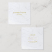 Moderner, eleganter weißer Marmor Gold Text Luxus  Quadratische Visitenkarte (Vorne/Hinten)