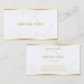 Moderner, eleganter weißer Marmorgoldtext Beruflic Visitenkarte (Vorne/Hinten)