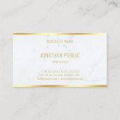 Moderner, eleganter weißer Marmorgoldtext Beruflic Visitenkarte (Rückseite)