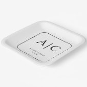 Moderner, eleganter weißer Mongram-Hochzeitsplatz Pappteller (Gewinkelt)