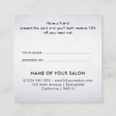 Moderner Eleganter Weißer Schönheitssalon Empfehlungskarte (Rückseite)