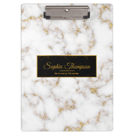 Moderner eleganter weißes Goldmarmor-Name - Klemmbrett