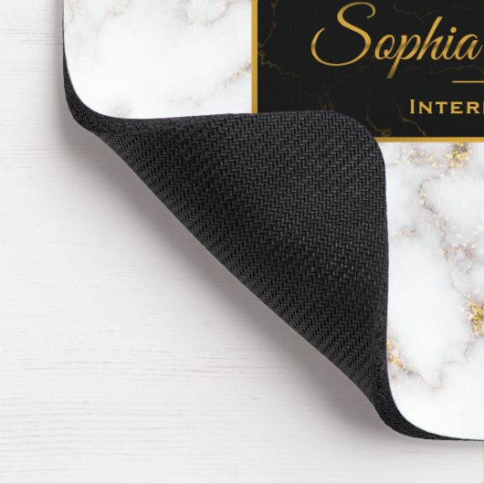 Moderner eleganter weißes Goldmarmor-Name - Mousepad (Ecke)
