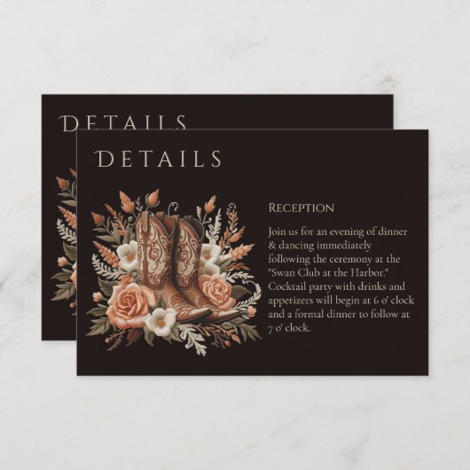 Moderner Eleganter Western - Blume Begleitkarte (Vorne/Hinten)