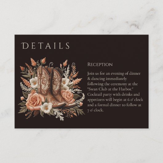 Moderner Eleganter Western - Blume Begleitkarte (Vorderseite)