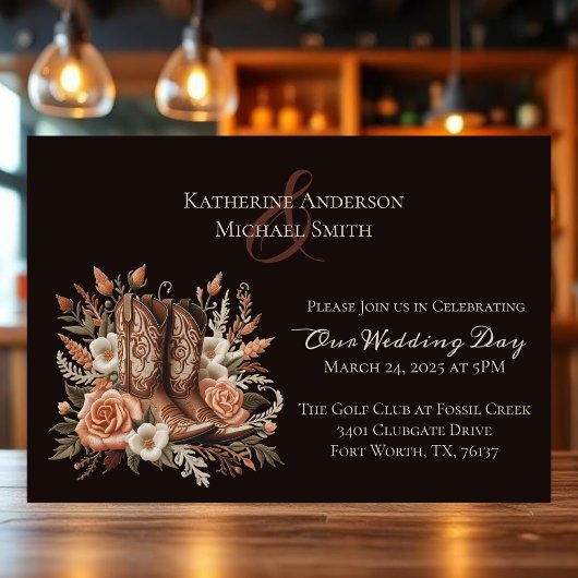 Moderner, eleganter Western - Blume Einladung