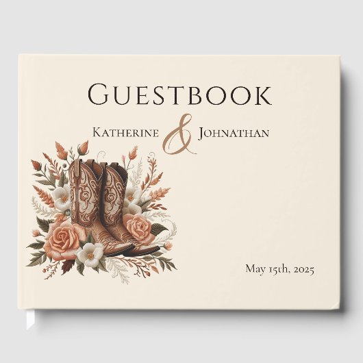 Moderner Eleganter Western - Blume Gästebuch (Vorderseite)