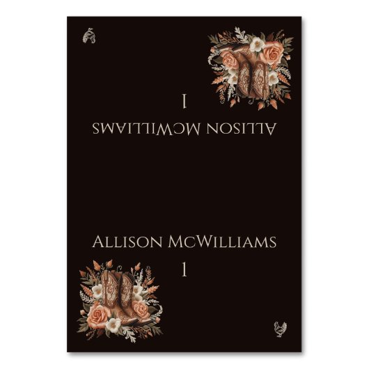 Moderner Eleganter Western - Blume-Geflügel Tischnummer (Vorderseite)