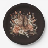 Moderner Eleganter Western - Blume Pappteller (Vorderseite)