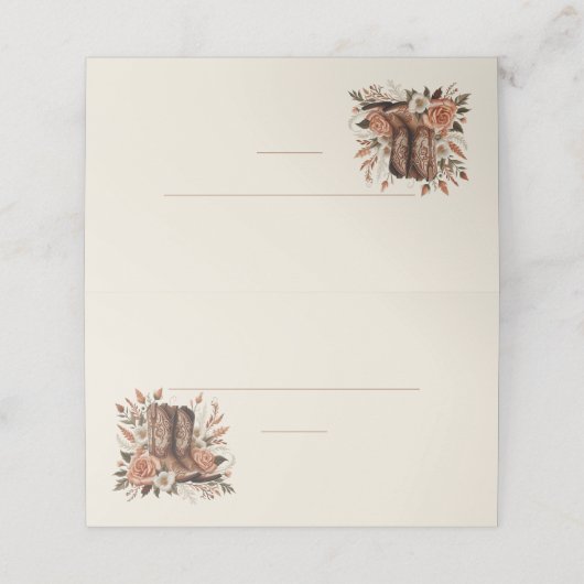 Moderner Eleganter Western - Blume Platzkarte (Außenseite Aufgefaltet)