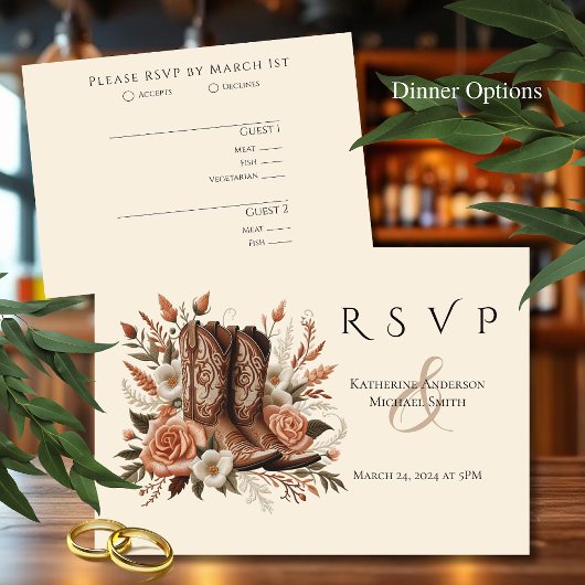 Moderner Eleganter Western - Blume RSVP Karte