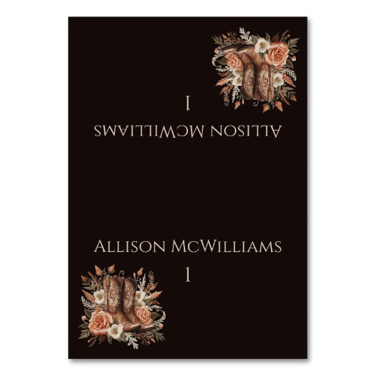 Moderner Eleganter Western - Blume Tischnummer (Vorderseite)