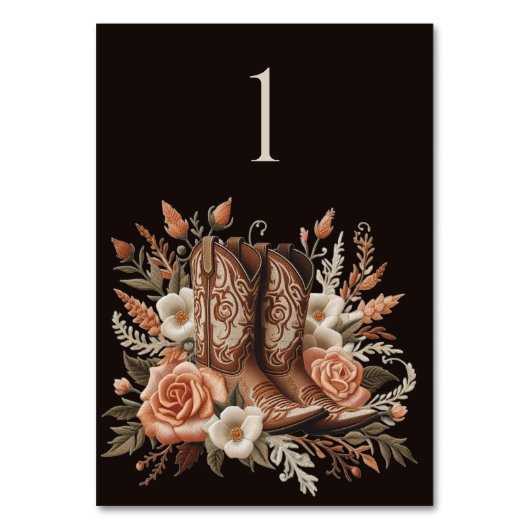Moderner Eleganter Western - Blume Tischnummer (Vorderseite)