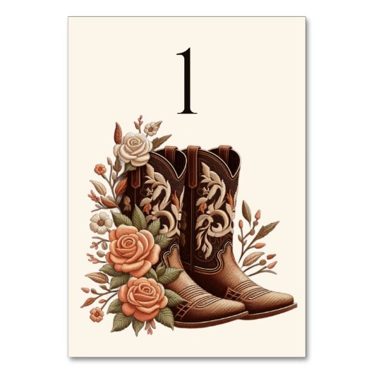 Moderner Eleganter Western - Blume Tischnummer (Rückseite)
