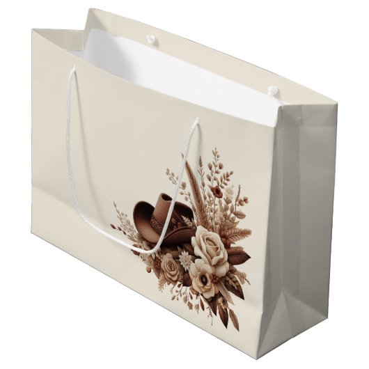 Moderner Eleganter Western - Blumen Große Geschenktüte (Vorderseite Schrägansicht)