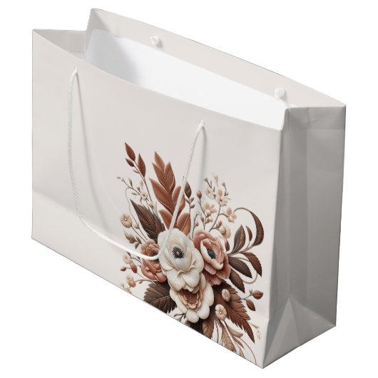 Moderner Eleganter Western - Blumen Große Geschenktüte (Vorderseite Schrägansicht)