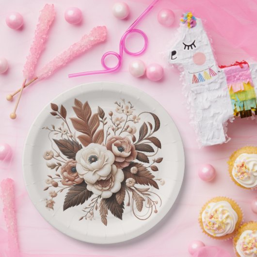 Moderner Eleganter Western - Blumen Pappteller (Party)