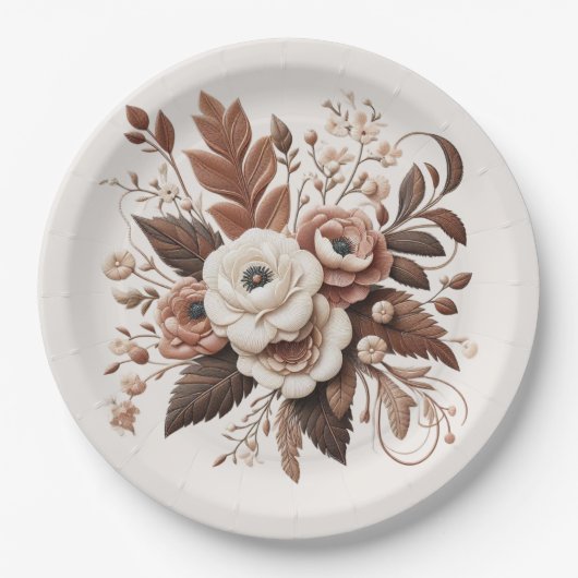 Moderner Eleganter Western - Blumen Pappteller (Vorderseite)