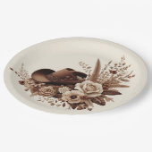 Moderner Eleganter Western - Blumen Pappteller (Schrägansicht)