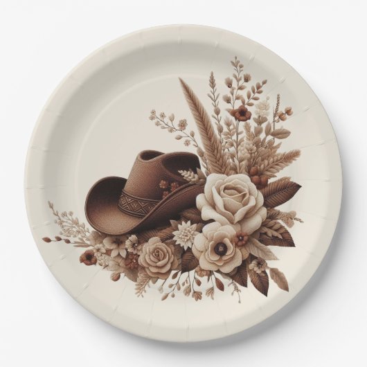 Moderner Eleganter Western - Blumen Pappteller (Vorderseite)
