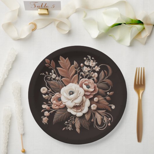 Moderner Eleganter Western - Blumen Pappteller (Hochzeit)