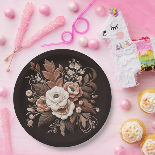 Moderner Eleganter Western - Blumen Pappteller (Party)